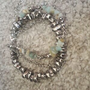 Stone, bead and chain combo bracelet
